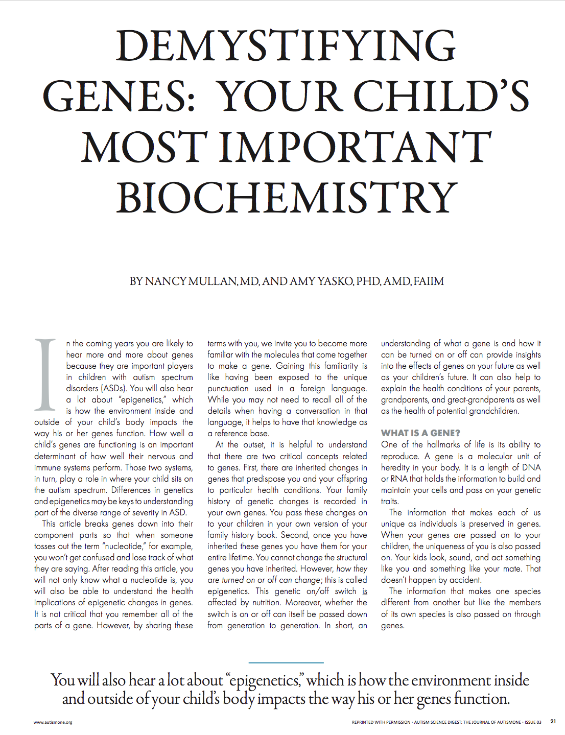 Demystifying Genes: Your Child’s Most Important Biochemistry